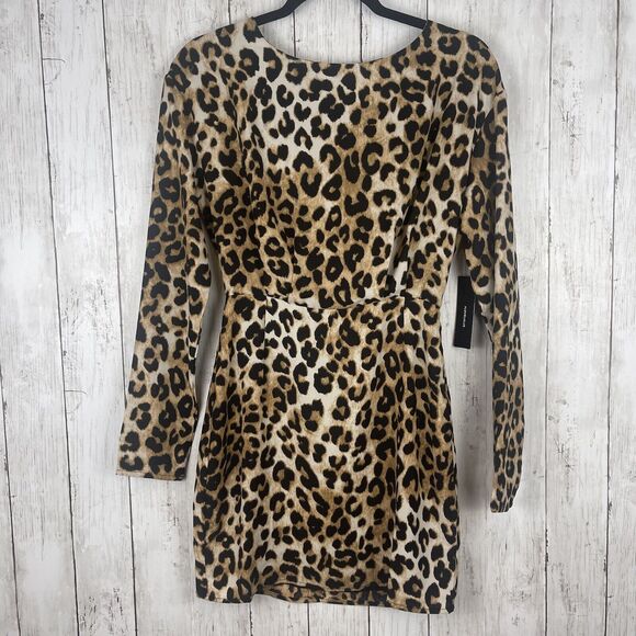 Lulu's Dress XS Wild Life Leopard Animal Print Long Sleeve Mini Party Homecoming - Picture 2 of 12